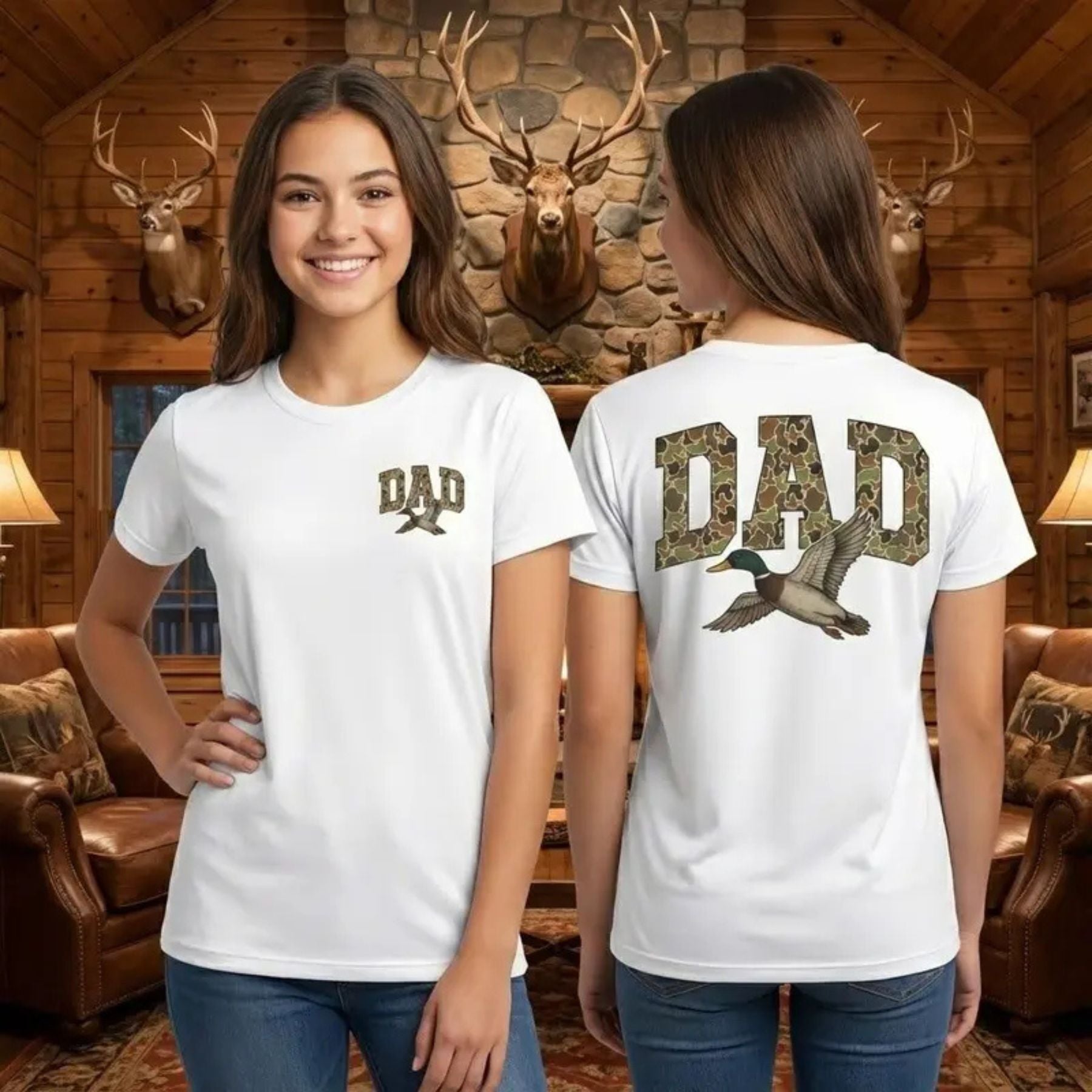 Camo Duck Dad T-Shirt: Vintage Old School Camouflage Hunting Tee