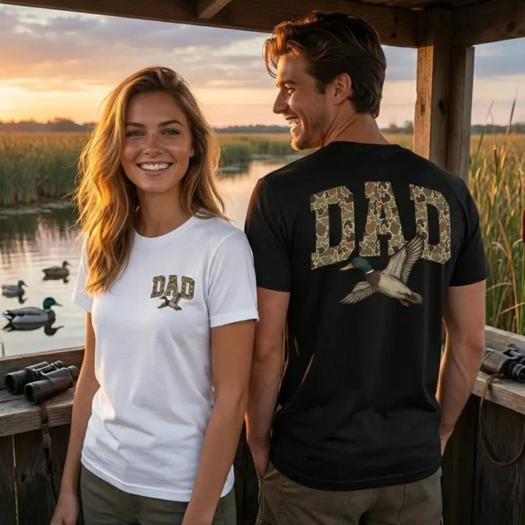 Camo Duck Dad T-Shirt: Vintage Old School Camouflage Hunting Tee